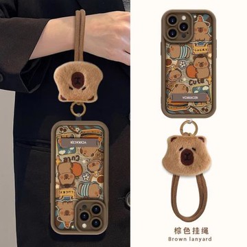 萌萌卡皮巴拉適用蘋果17promax手機殼新款彩繪iPhone17天眼小羊皮16卡通可愛15個性創意15帶掛繩支架12保護套
