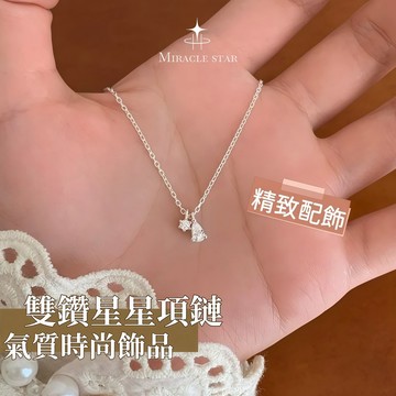 925純銀雙鑽項鍊 女生鋯石鎖骨鏈 韓系輕奢高級感百搭飾品 女士項鏈 項鏈