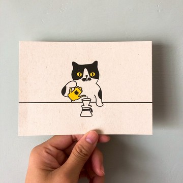 小鬍子咖啡帥明信片