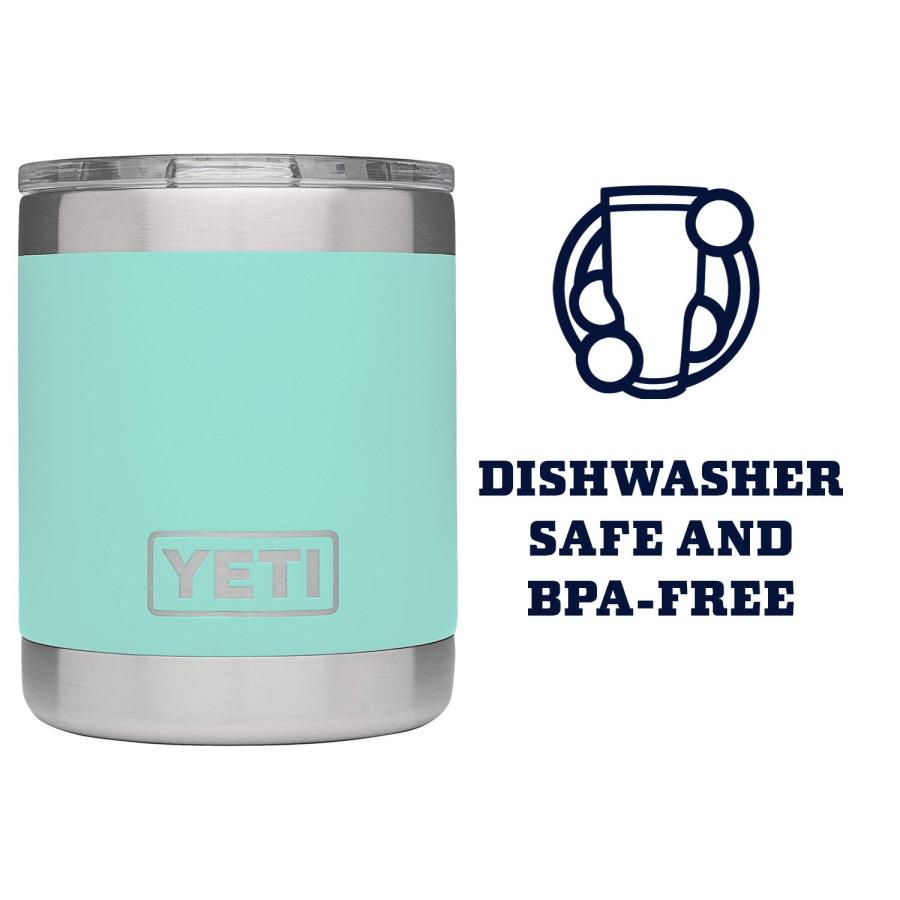 YETI Rambler 10オンス ローボール 蓋付き 真空断熱 ステンレス製、シーフォーム