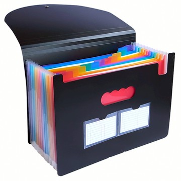 翻蓋可立伸縮A4風琴夾/資料夾/文件夾 33 x 24 x 2cm 12層  黑色  1個