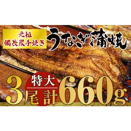 ふるさと納税 1745 鹿児島県鹿屋市　元祖　備長炭手焼　うなぎ蒲焼　3尾(660ｇ) 鹿児島県鹿屋市