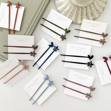 簡約百搭磨砂一字夾可愛鏤空愛心五角星發卡ins網紅發夾韓國發飾