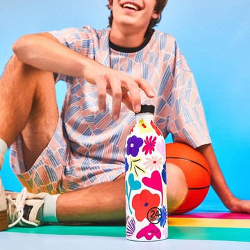 義大利 24Bottles｜輕量冷水瓶 1000ml - 花雨漫舞