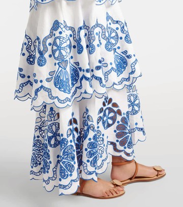 Farm Rio Broderie anglaise tiered cotton maxi dress