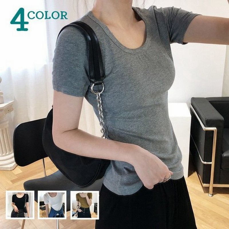 Tシャツ レディース トップス 半袖 Uネック シンプル 無地 カジュアル 大人女子 おしゃれ かわいい カットソー 女性 婦人 通販 Lineポイント最大get Lineショッピング