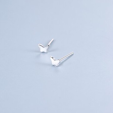 睡覺不用摘的養耳洞耳釘女純銀999防過敏小巧 簡約時尚蝴蝶耳環女