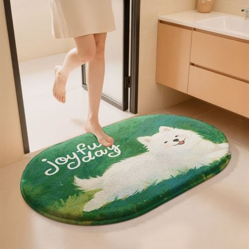 🐱【卡通貓狗加厚絨面毛絨浴墊】吸水速幹衛生間地墊 親膚防摔設計 特厚絨毛柔軟舒適 強力吸水防潮 可愛動物造型 浴室居家