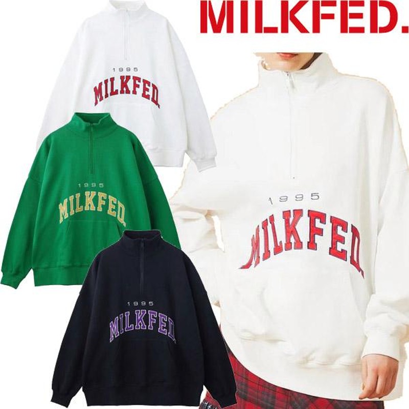 ミルクフェド MILKFED. HALF ZIP BIG SWEAT TOP ハーフジップ ビック