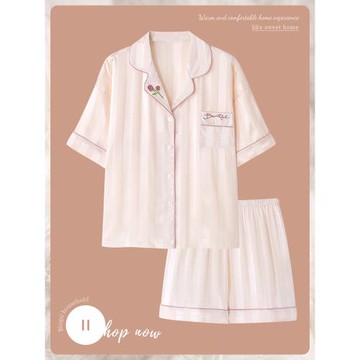 Se7enの冰絲睡衣女夏天薄款短袖2025新款夏季高級感家居服兩件套