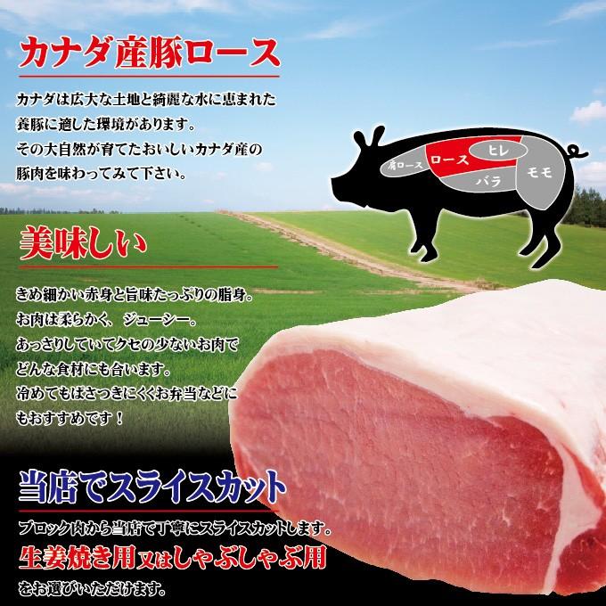 カナダ産豚ローススライス 500ｇ 冷凍 生姜焼き用・しゃぶしゃぶ用 カット方法が選べます cut   豚肉 焼肉 豚しゃぶ