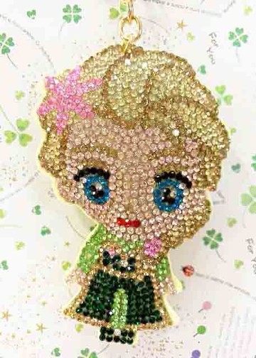 【震撼精品百貨】冰雪奇緣 Frozen 迪士尼公主系列亮片鑰匙圈/吊飾-愛紗綠#27776 震撼日式精品百貨