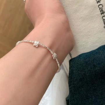 S999純銀碎銀子蝴蝶手鏈女輕奢小眾高級感鍍銀手串送女生節日禮物