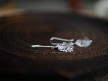 -Herkimer diamond- 長鉤式耳環