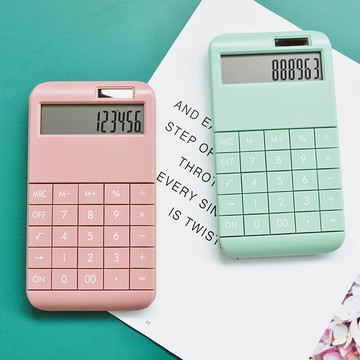 玫瑰粉色Swanlace便攜簡約大摁鍵太陽能兩用辦公用品計算器