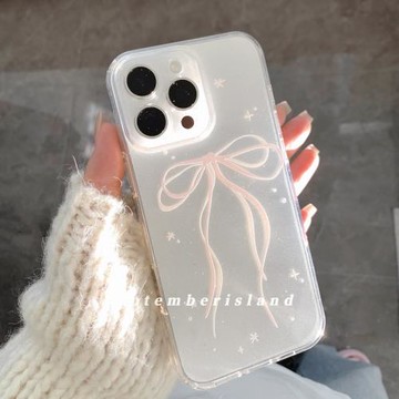 九月島嶼原創透明閃粉軟殼適用紫色iPhone17promax可愛粉色少女蝴蝶結iphone15Pro手機殼13蘋果14Pro全包16