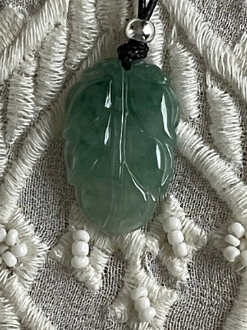 葉子翡翠吊墜項鍊緬甸玉 無優化 天然A貨翡翠 冰飄綠花翡翠葉子
