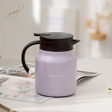 Hiromimi 不鏽鋼內瓷真空保溫壺1000ml-丁香粉紫