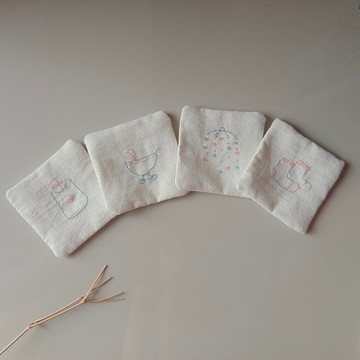 Baby coaster set handicraft natural 100% cotton fabric 4PCS