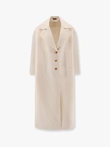 Wool and silk crepe coat with all-over GG motif - GUCCI - gender_Woman
