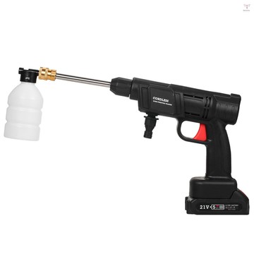 21v 無繩便攜式洗車機電動高壓清洗機 24.5Bar 洗車植物澆水機 1500mAh 鋰電池手持式汽車清潔裝置帶泡沫瓶