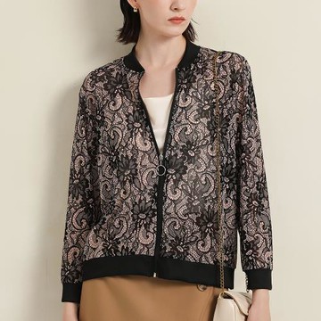 【OUBOGJ歐帛】★法式花漾鏤空絲感外套兩件組(女裝/薄外套/防曬外套)