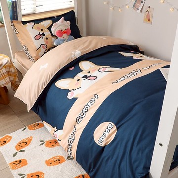 香彩三件套學生宿舍夏季床上用品床單被套水洗棉單人床四件套裝