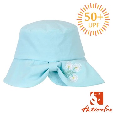 ACTIONFOX 女新款 抗UV抗菌快乾繡花遮陽帽(UPF50+)_藍色