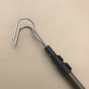 三角形鋁桿搭鉤 不銹鋼取物雙搭鉤三搭鉤 伸縮水草鉤子抄網桿漁具