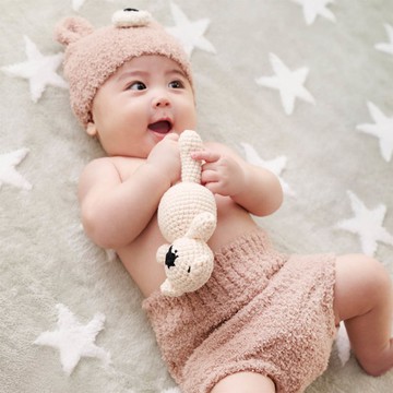 akachan honpo - 新生兒攝影道具服帽子+褲子-小熊-淺卡其色 (50~70cm)