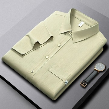 【新款熱賣】索羅娜豎條紋短袖襯衫涼感免燙中青年百搭闊版口袋襯衣休閑男士衫