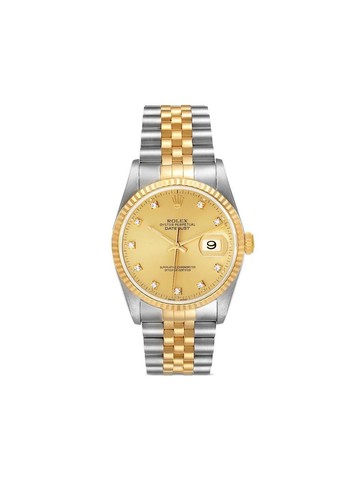 Rolex - 1991 pre-owned Datejust 36mm - unisex - 18kt Yellow Gold/stainless steel/Diamond - One Size