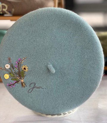 原創設計帽子新款秋冬羊毛手工刺繡帽子