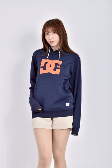 (S) dc質感棉質連帽內刷毛藍色長袖上衣