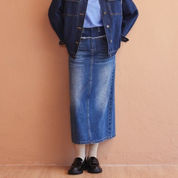 SOMETHING｜女裝｜拼接異色牛仔長裙