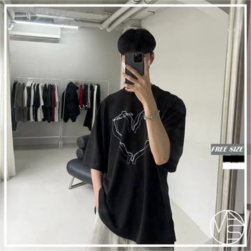 【MKST.STUDIO】🇰🇷 韓國 手繪心電愛心 短TEE 街頭風 厚磅硬挺 落肩 短袖 男生上衣 韓國男裝
