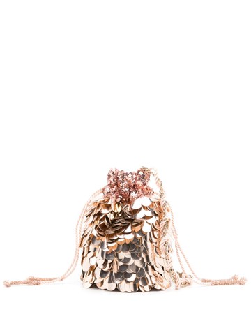 Nannacay - Keely sequin-embellished bucket bag - women - Metal (Other)/Velvet - One Size - Metallic