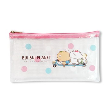 胖胖星球 透明拉鍊收納袋-粉紅