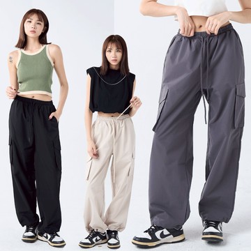 寬鬆遮肉 兩穿束腳直筒休閒工裝褲-〔161-9404〕
