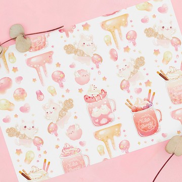 天使湯匙 兔 │和紙白墨紙膠帶│ 帶離型紙