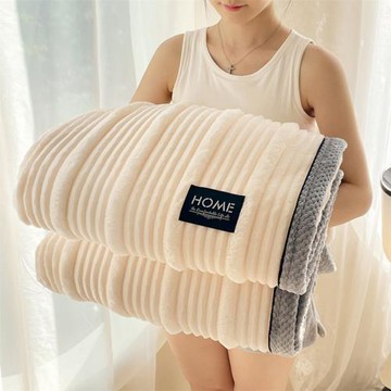 牛奶兔兔絨毛毯子母條四季蓋毯辦公室小毯子純色跨境牛奶絨毯批發