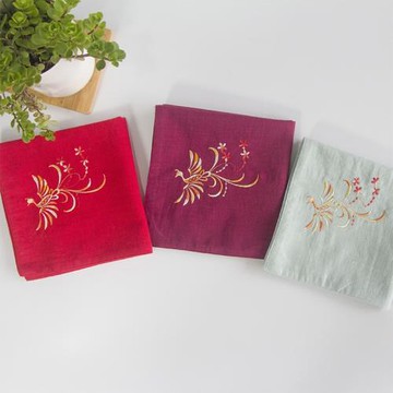 純棉繡花女士婚禮新娘訂婚吸水手帕手絹刺繡鳳凰傳統古風方巾柔軟