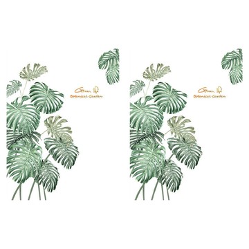 WA. WALL ART 防水PVC 無痕設計壁貼 FX82064A 2張  60 x 45cm  龜背芋/植物 綠色