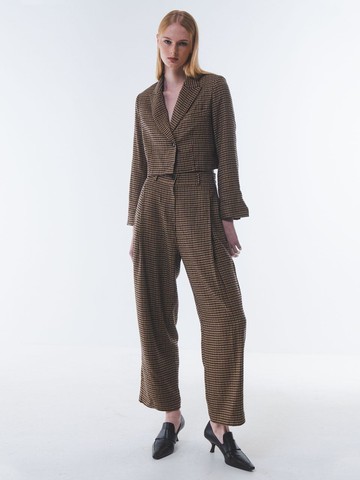 Houndstooth High-Waist Italian Wool Trousers