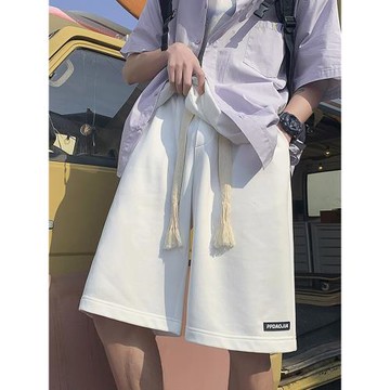 美式籃球運動短褲男夏季潮牌過膝六分褲子白色休閑運動5分五分褲