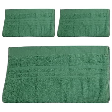 LIFE 來福牌 HS0524緞條素色毛巾 (34 x 79cm 柔軟吸水)  湖綠色  3條