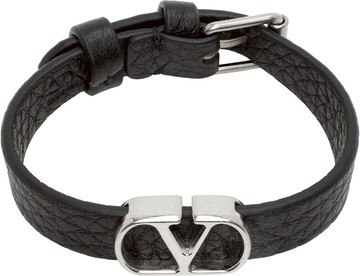Valentino Garavani 黑色 VLogo Signature Grainy Calfskin 手环