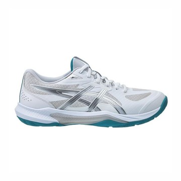 Asics Gel-tactic 13 2E 男女 排球鞋 寬楦 穩定 包覆 白 銀藍 [1073A084-100]
