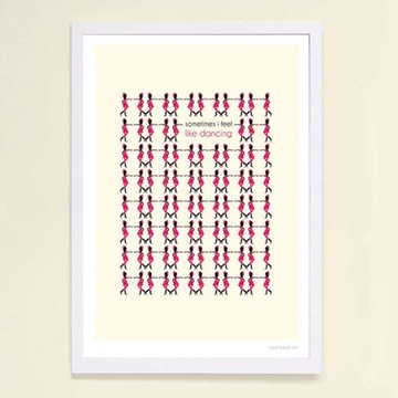 【摩達客】西班牙知名插畫家Judy Kaufmann藝術創作海報掛畫裝飾畫-有時想跳舞 (附Judy本人簽名)(含木框)