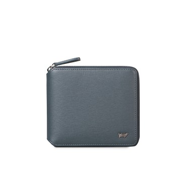 BRAUN BUFFEL 台灣總代理 瓦拉頓-TW 8卡拉鍊皮夾-深藍色/BF537-328-MAR